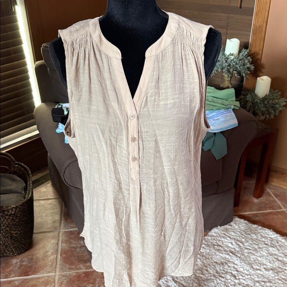 Christopher & Banks Light Beige Sleeveless Blouse